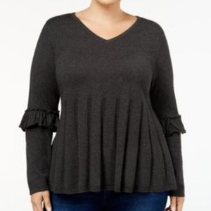 Style Co Ruffled-Sleeve Pleated Sweater